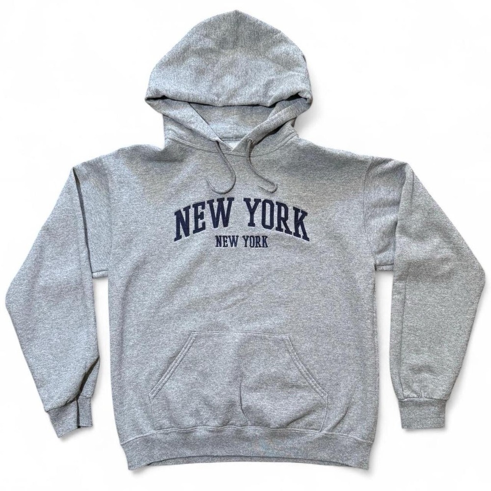 Vintage 90s New York State NYC USA Embroidered Hoodie Pullover Sweater